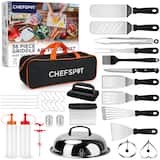 CHEFSPOT - 36PC Griddle Accessories Kit – Flat Top Grill Accessories Hibachi Spatula Set for Blackstone and other Griddles - Black