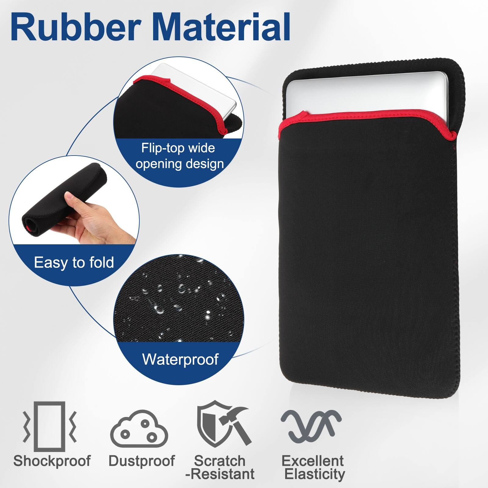 Rubber Material

- Flip-top wide opening design
- Easy to fold
- Waterproof
- Shockproof
- Dustproof
- Scratch Resistant
- Excellent Elasticity