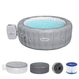 Bestway - SaluSpa Honolulu AirJet Inflatable Hot Tub with EnergySense Cover, Grey - Gray Wicker Print