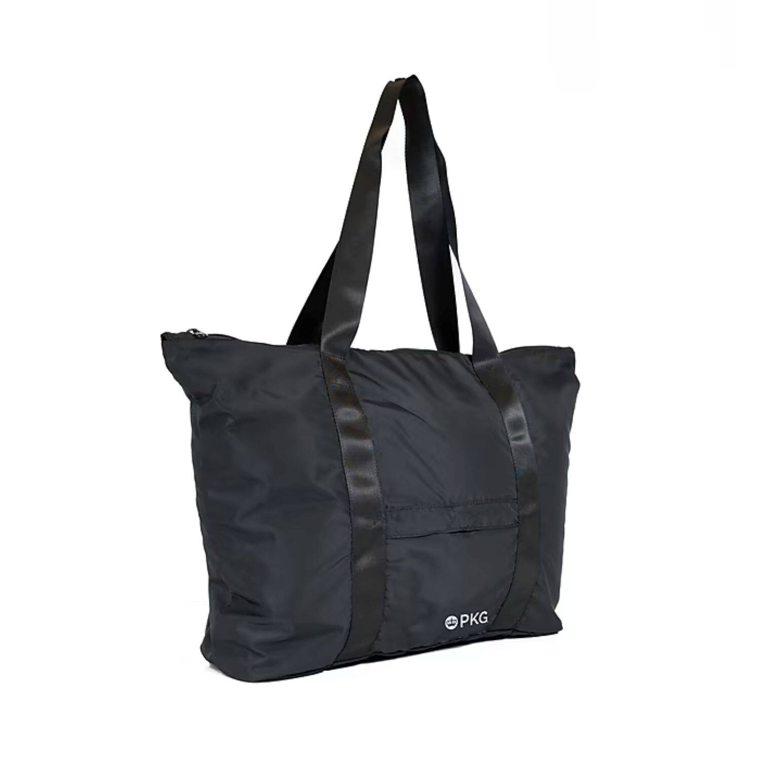 Angle. PKG - Umiak Recycled Packable Tote Bag - Black.