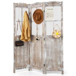 Costway - 6FT Retro 3-Panel Room Divider Folding Privacy Screen Freestanding Wall Divider - As Picture Shows