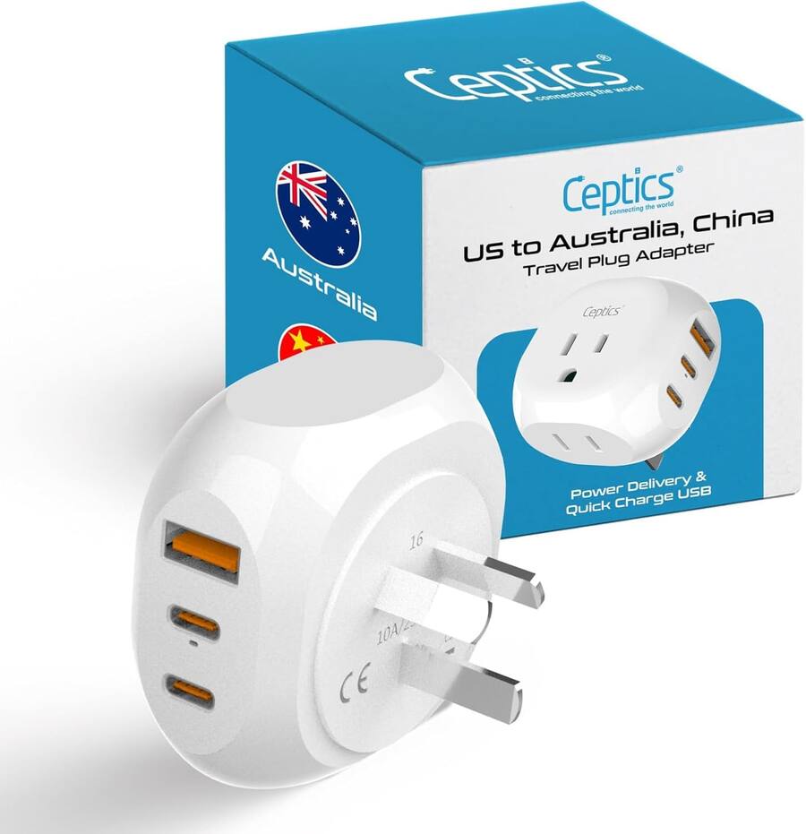 Ceptics Australia, China Travel Adapter 5 Input with 20W PD QC 3.1A ...