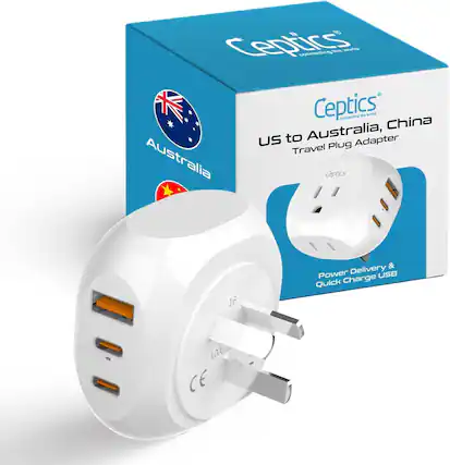 Ceptics
Connecting the world
US to Australia, China
Travel Plug Adapter
Power Delivery & Quick Charge USB
16
10A
CE
