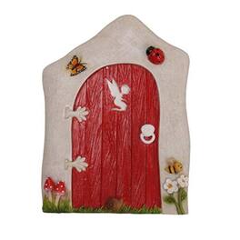 Pacific Trading - Miniature Fairy Garden of Enchantment Fairy Gnome Hobbit Cottage Red Door 4 Inches