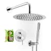 Front. VEVOR - Shower Faucet Set, Rainfall Bathroom Shower System with 10-Inch Round Rain Shower Head and Handheld Spray - Chrome.
