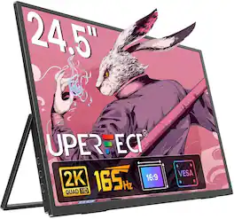 UPERFECT - 24.5" 2K 165Hz Portable Gaming Monitor QHD FreeSync IPS HDR | USB-C/HDMI Travel Monitor for Laptop, Switch, Phone VESA - Black