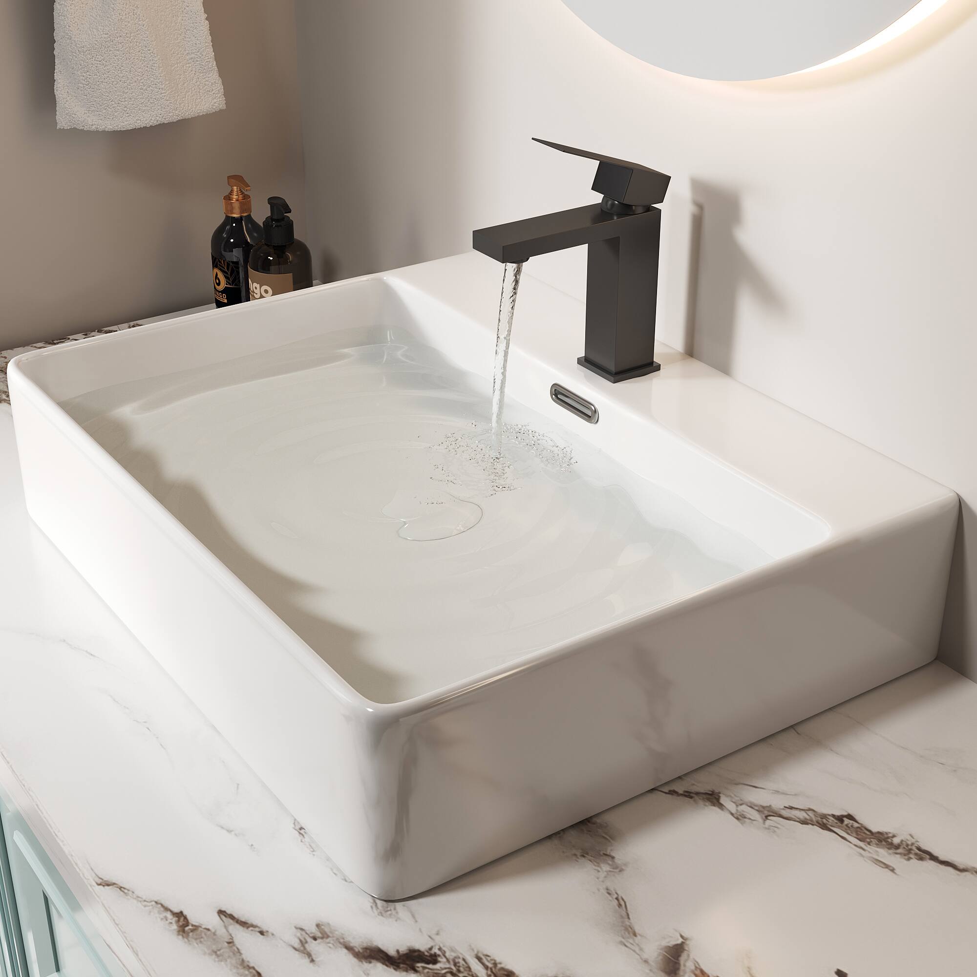 Angle. Bothwa Home - Bothwa Home BF-FD101-MB  6 - Inch Felix Single Handle Bathroom Faucet in Matt Black Finish - Matt Black.