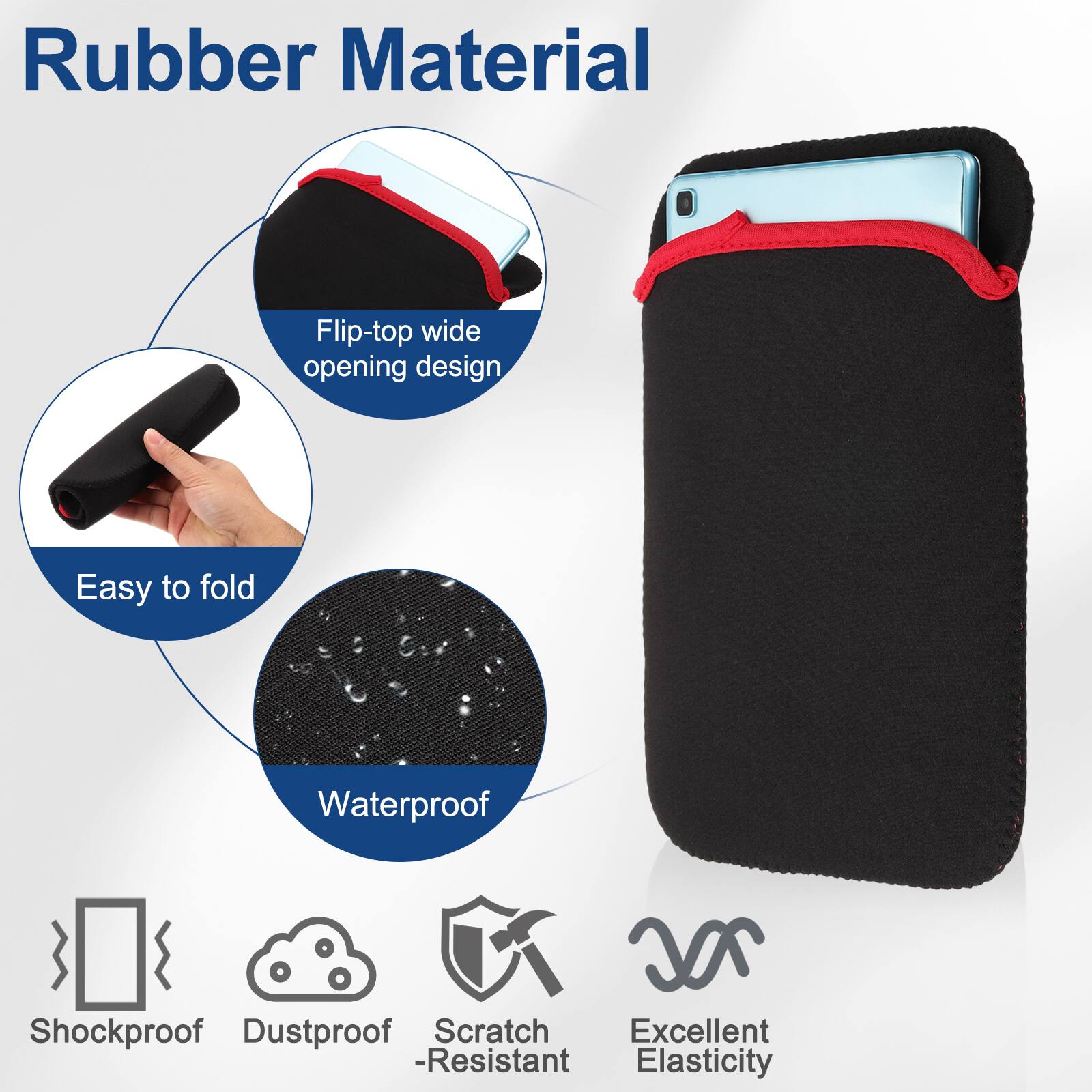 Rubber Material

- Flip-top wide opening design
- Easy to fold
- Waterproof
- Shockproof
- Dustproof
- Scratch-resistant
- Excellent Elasticity