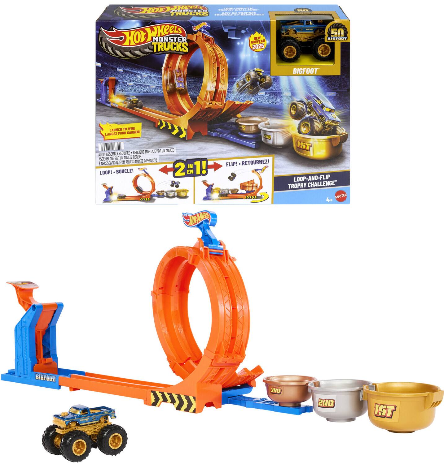 Mattel - Hot Wheels Monster Trucks Loop and Flip Trophy Challenge Playset - COLLECTIBLES - Multicolor