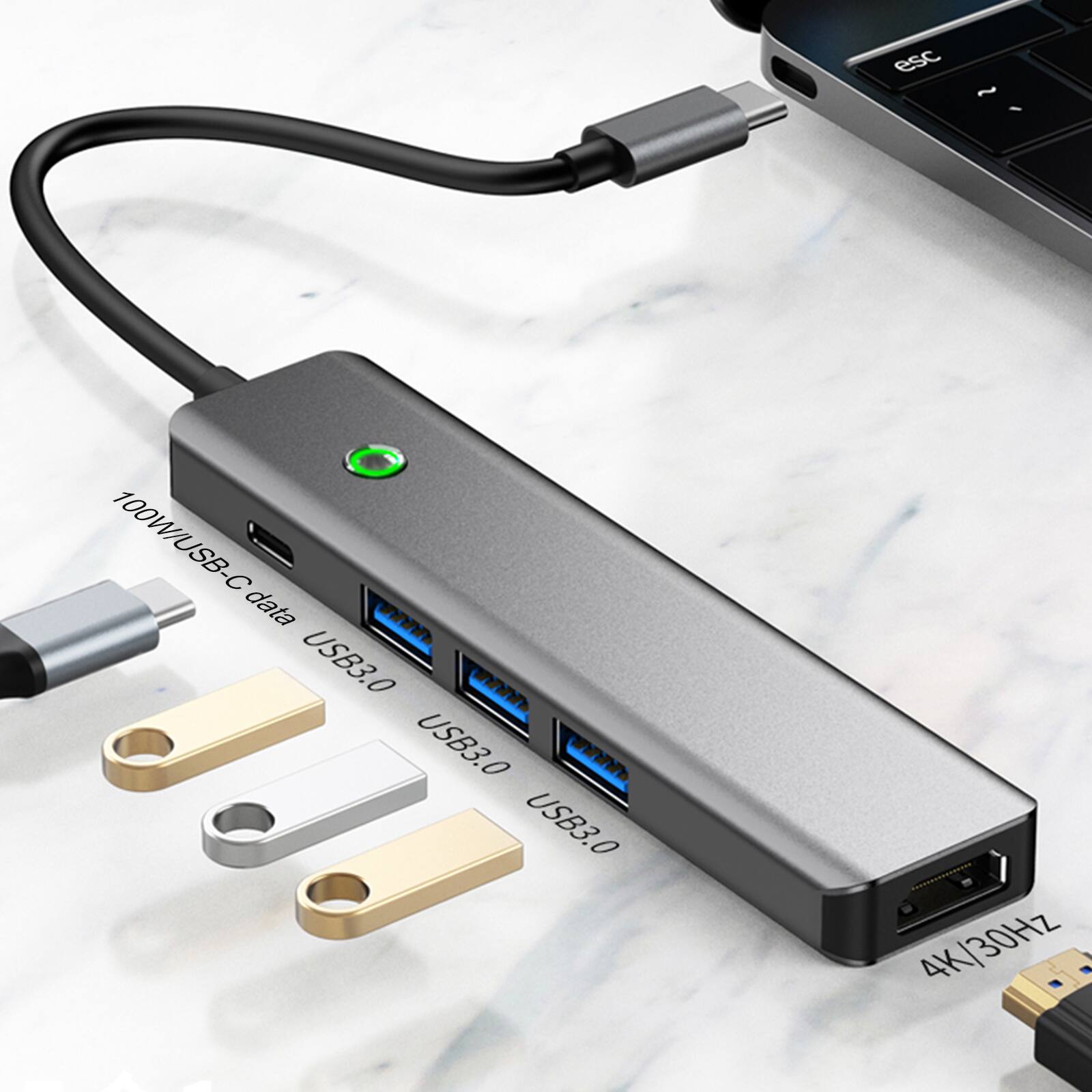 esc ~ 100W/USB-C data n USB3.0 hnn USB3.0 unnn USB3.0 4K/30Hz