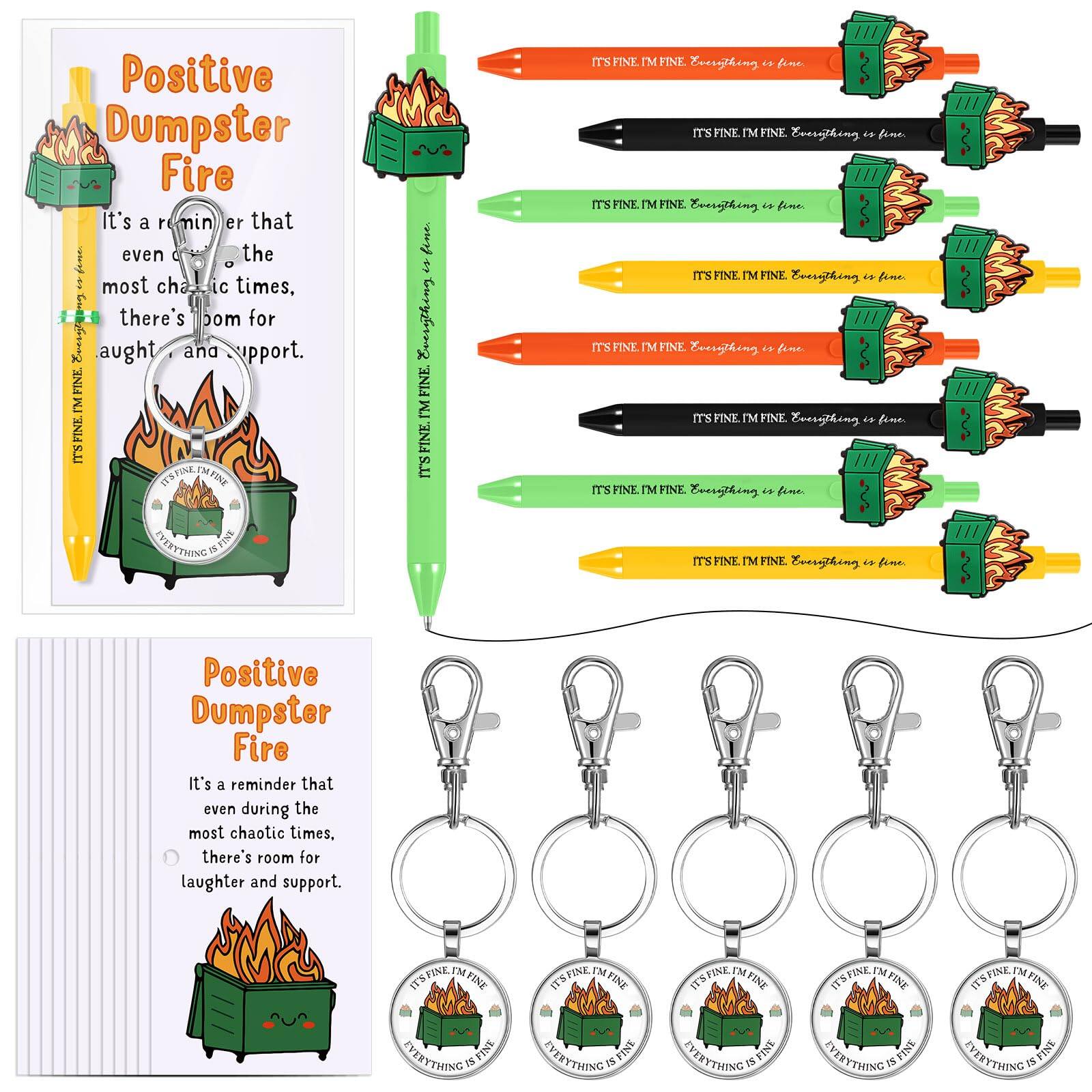 Paradigms Interiors - Employee Appreciation Gifts Bulk Dumpster Fire Pens Keychains Emotional Support Cute Funny Inspirational Positive Wit...