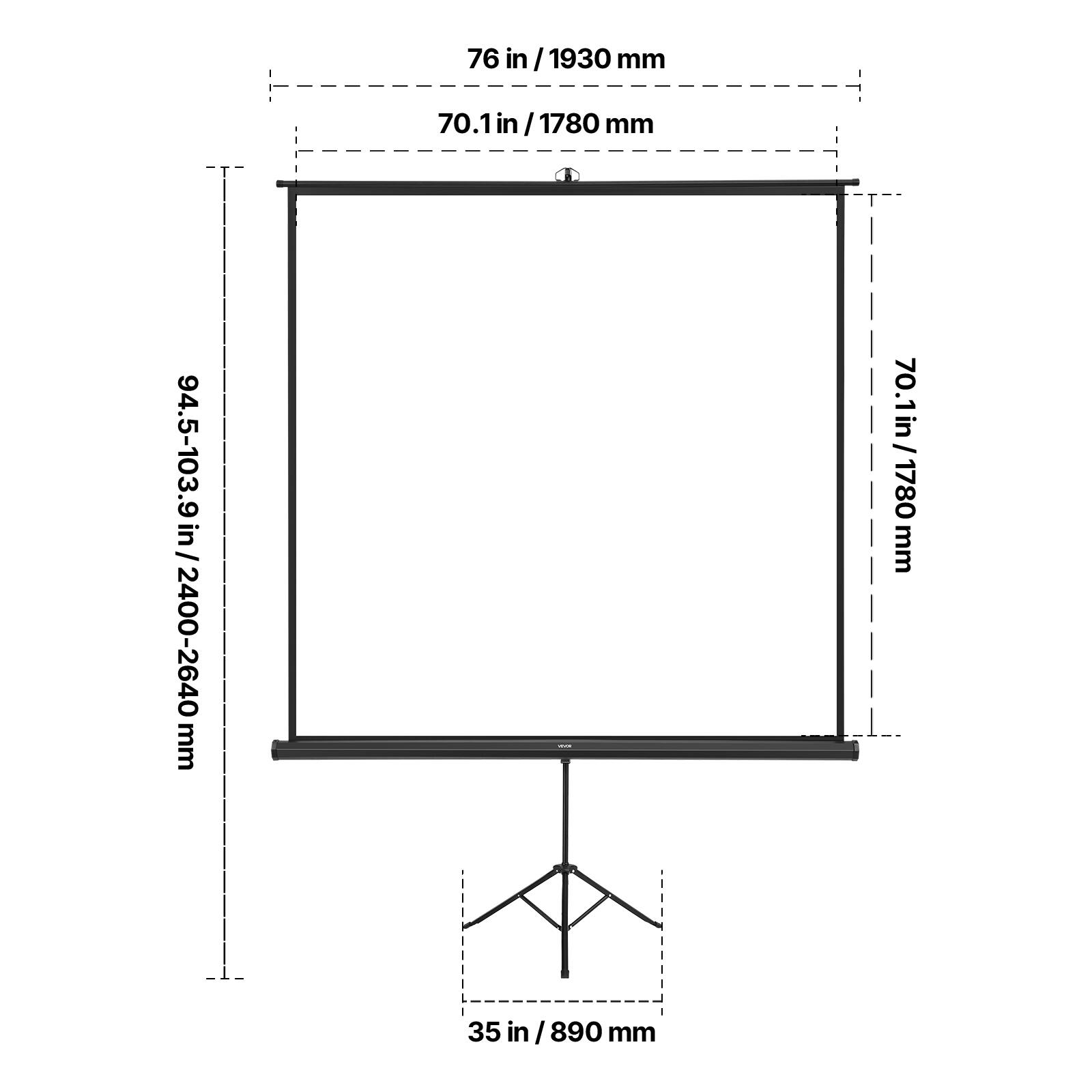 76 in / 1930 mm  
70.1 in / 1780 mm  
94.5-103.9 in / 2400-2640 mm  
35 in / 890 mm