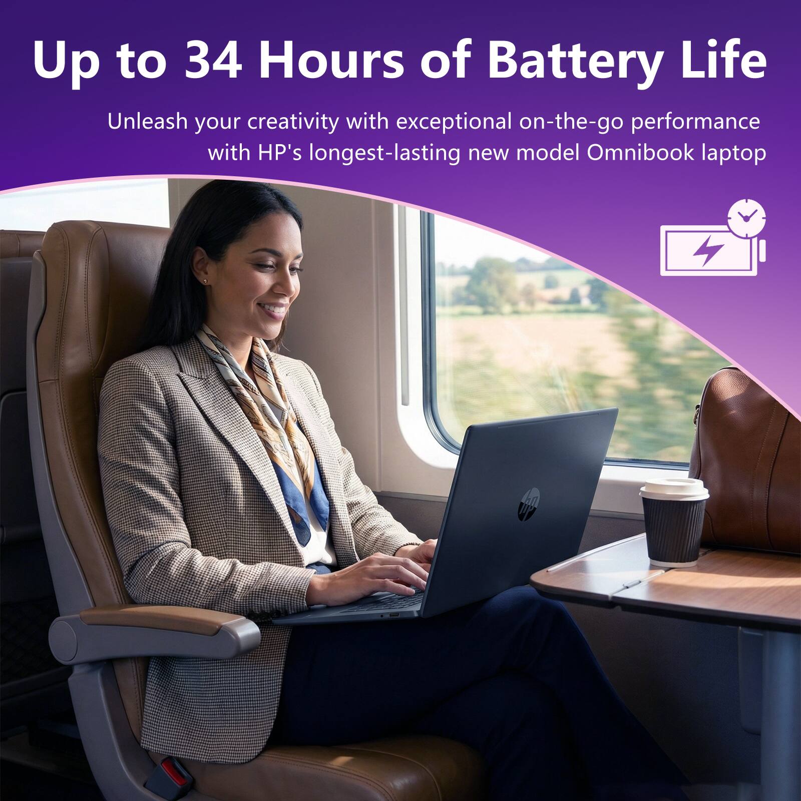 Up to 34 Hours of Battery Life

Unleash your creativity with exceptional on-the-go performance with HP's longest-lasting new model Omnibook laptop
