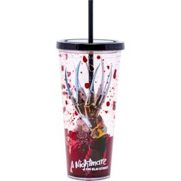 Spoontiques - A Nightmare on Elm Street Freddy Krueger Acrylic Horror Tumbler Cup with Straw 32 ounce - Red
