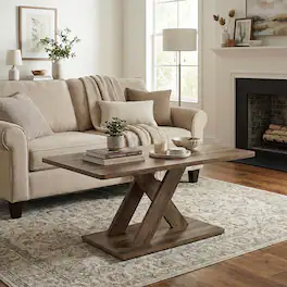 Pefilos - 37.5 Inch Rectangle Coffee Table, Rubber Solid Wood Connection Stable Base - Brown