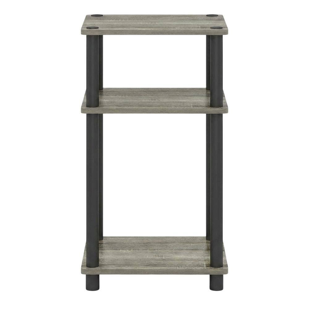 Back. FurniFact - Grey Oak 3-Tier Side & Bedside Table with Modern Design - Grey Oak/Black.
