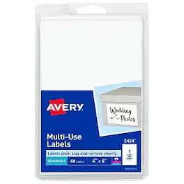 Avery - Laser/Inkjet Multipurpose Labels on 4" x 6" Sheets, 4" x 6" Labels, 40 Labels/Pack - White