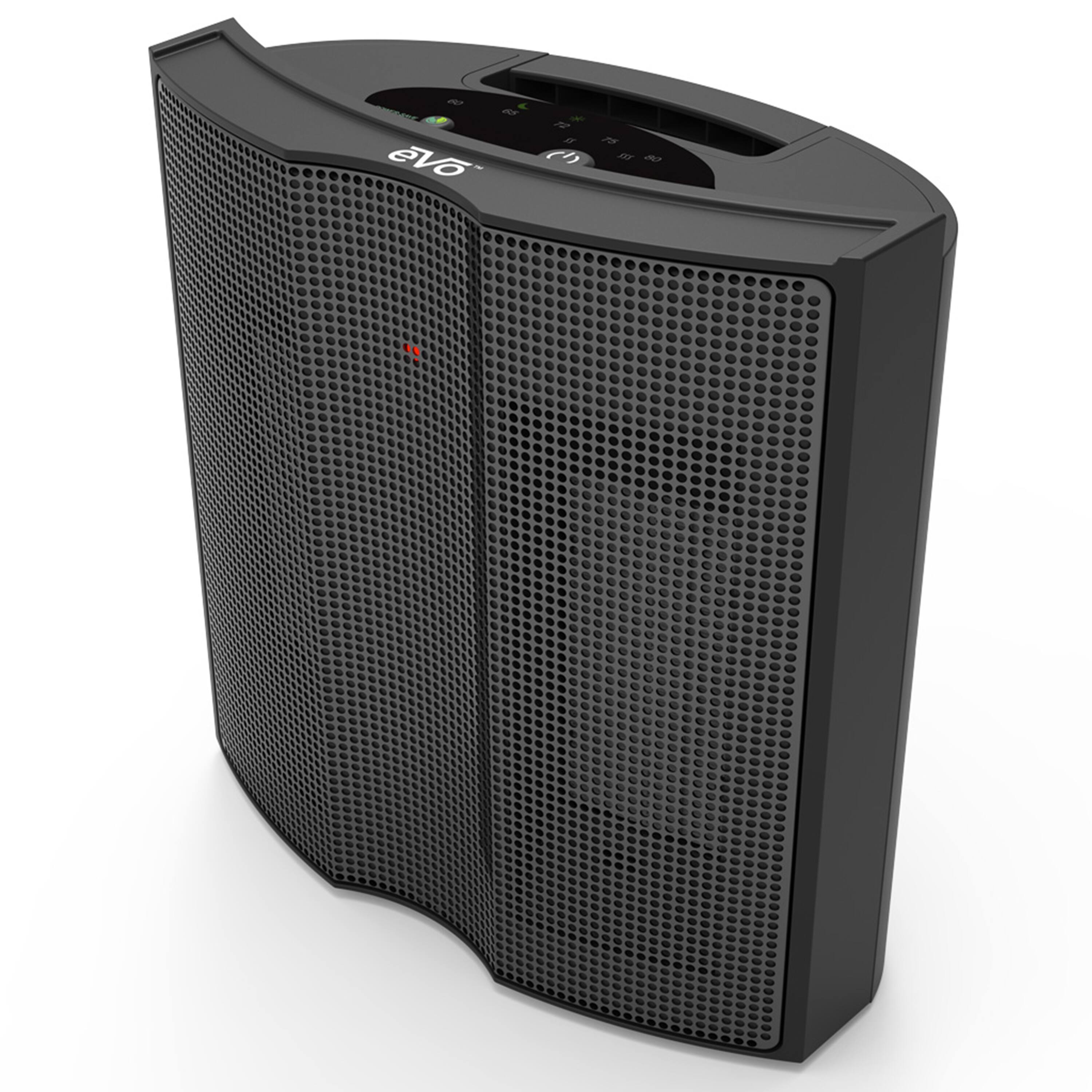 Alt View 4. EVO - Twin Ceramic Heat Logic Heater – Tip Over Cutoff Switch, Auto Overheat Shut-off, and 15-Second Cool Down.