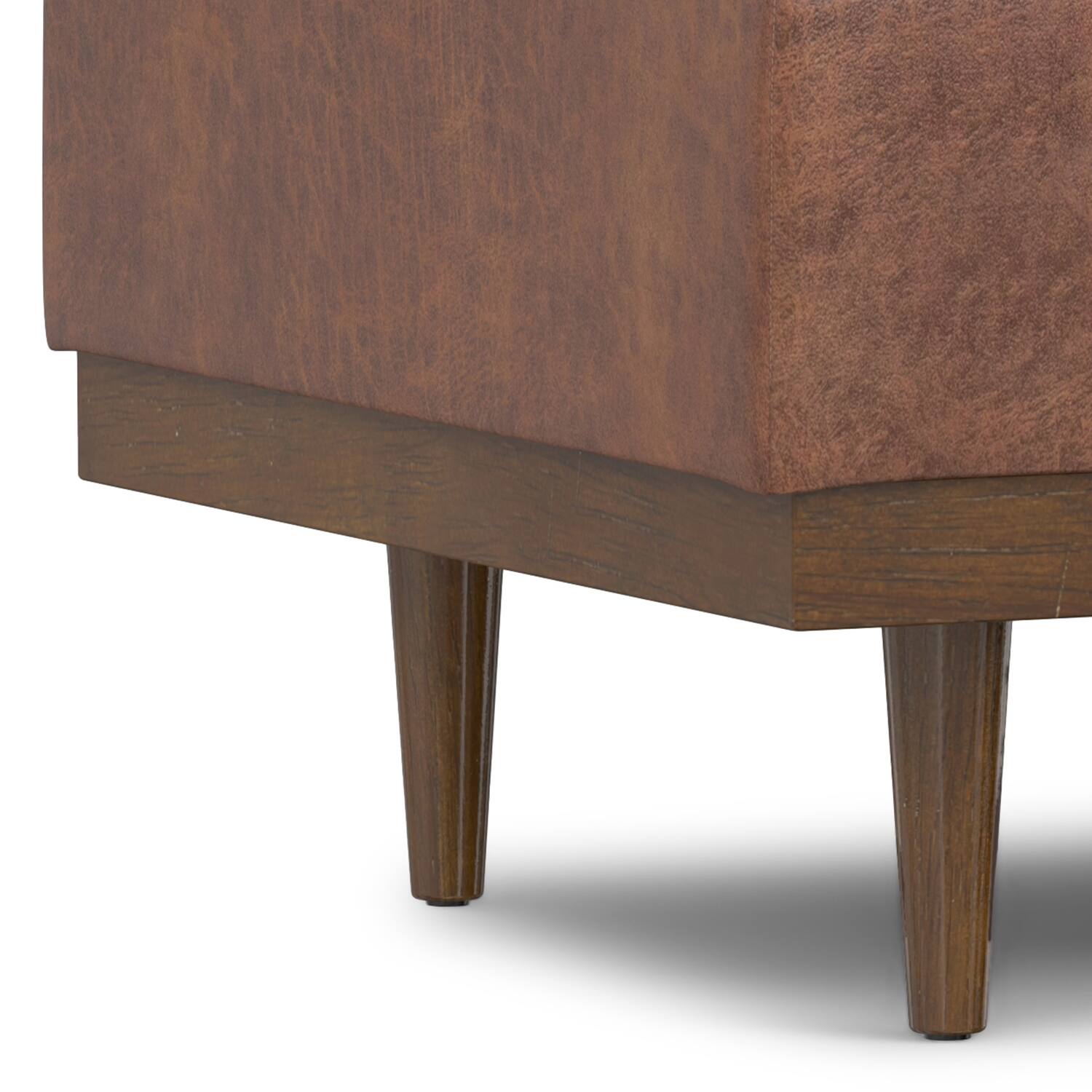 Alt View 7. Simpli Home - Mariah 34 inch Contemporary Rectangle Coffee Table Storage Ottoman in Distressed Saddle Brown Faux Leather, Assembled - Distressed Saddle Brown.