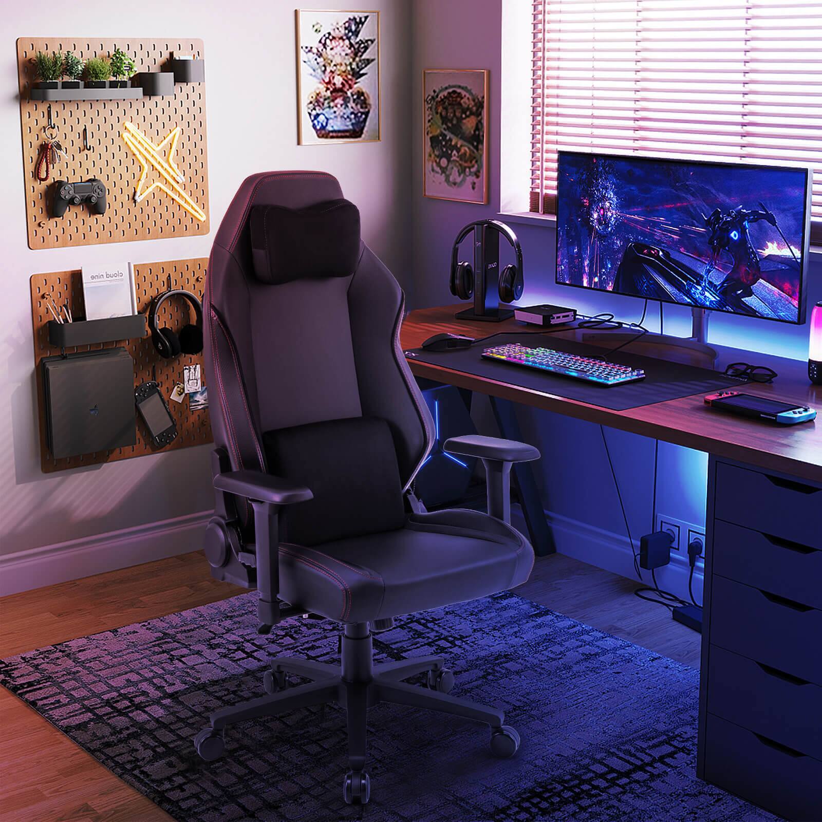 The text "emn cloud" is not present in the image. The image shows a computer desk with a chair, a keyboard, and a monitor.