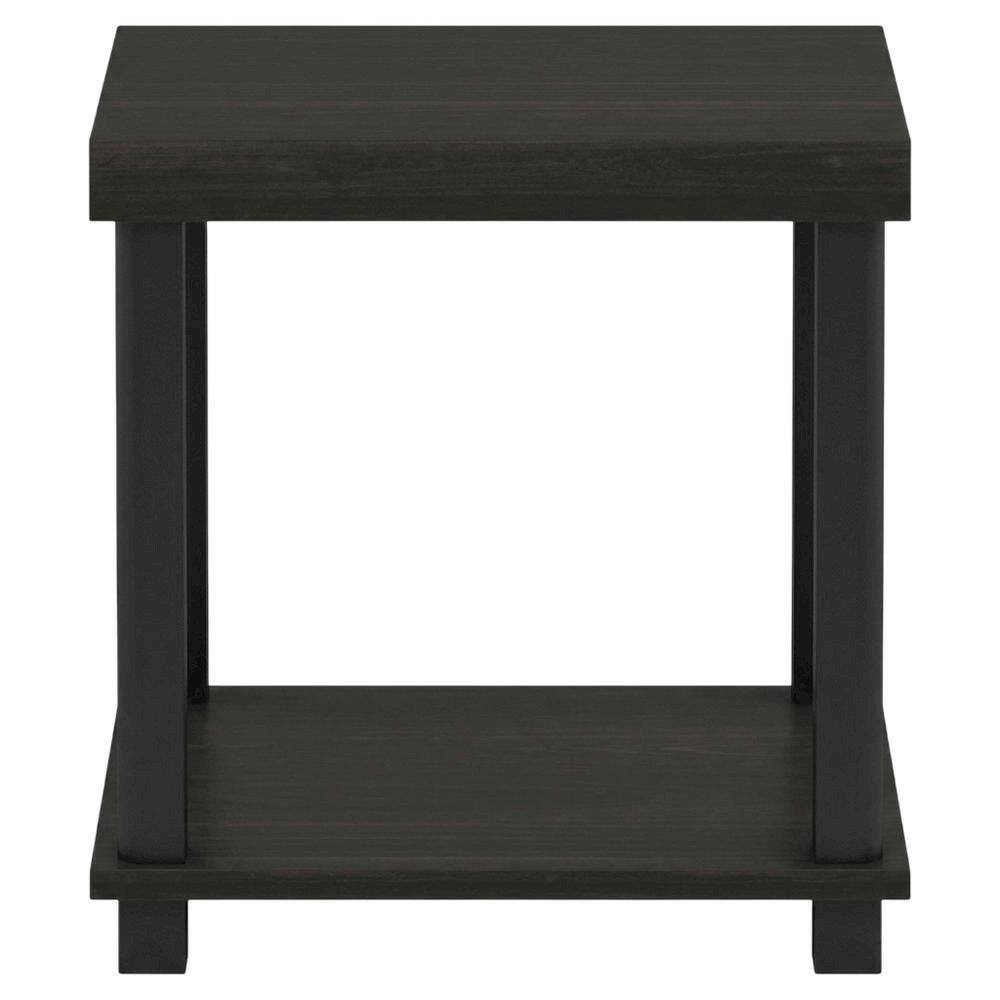 Back. FurniFact - FurniFact End Side Table, Open Shelf, Quality Build - Espresso - Espresso/Black.