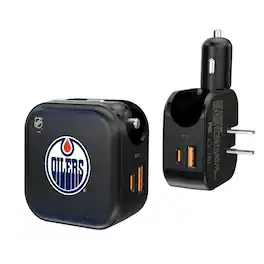 Keyscaper - Edmonton Oilers 2-in-1 USB A/C Charger - Black