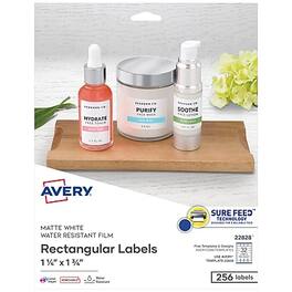 Avery - Sure Feed Laser/Inkjet Durable Labels, 1.25" x 1.75", 256 Labels/Pack - White