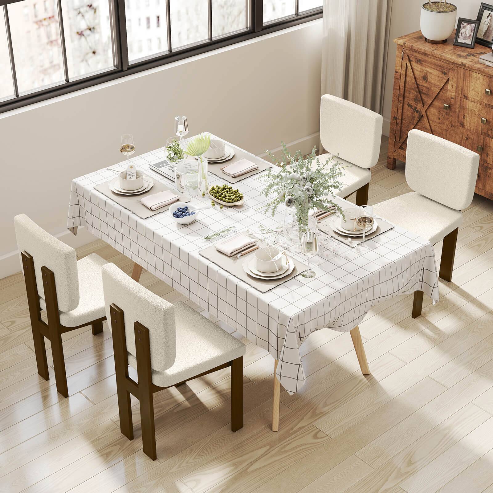 Alt View 3. Costway - Costway Wooden Dining Chair Set of 4 with Rubber Wood Leg Padded Wide Seat & Back for Home - Brown.