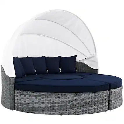 Front. Modway - Summon Canopy Outdoor Patio Sunbrella® Daybed by Modway - Canvas Navy.