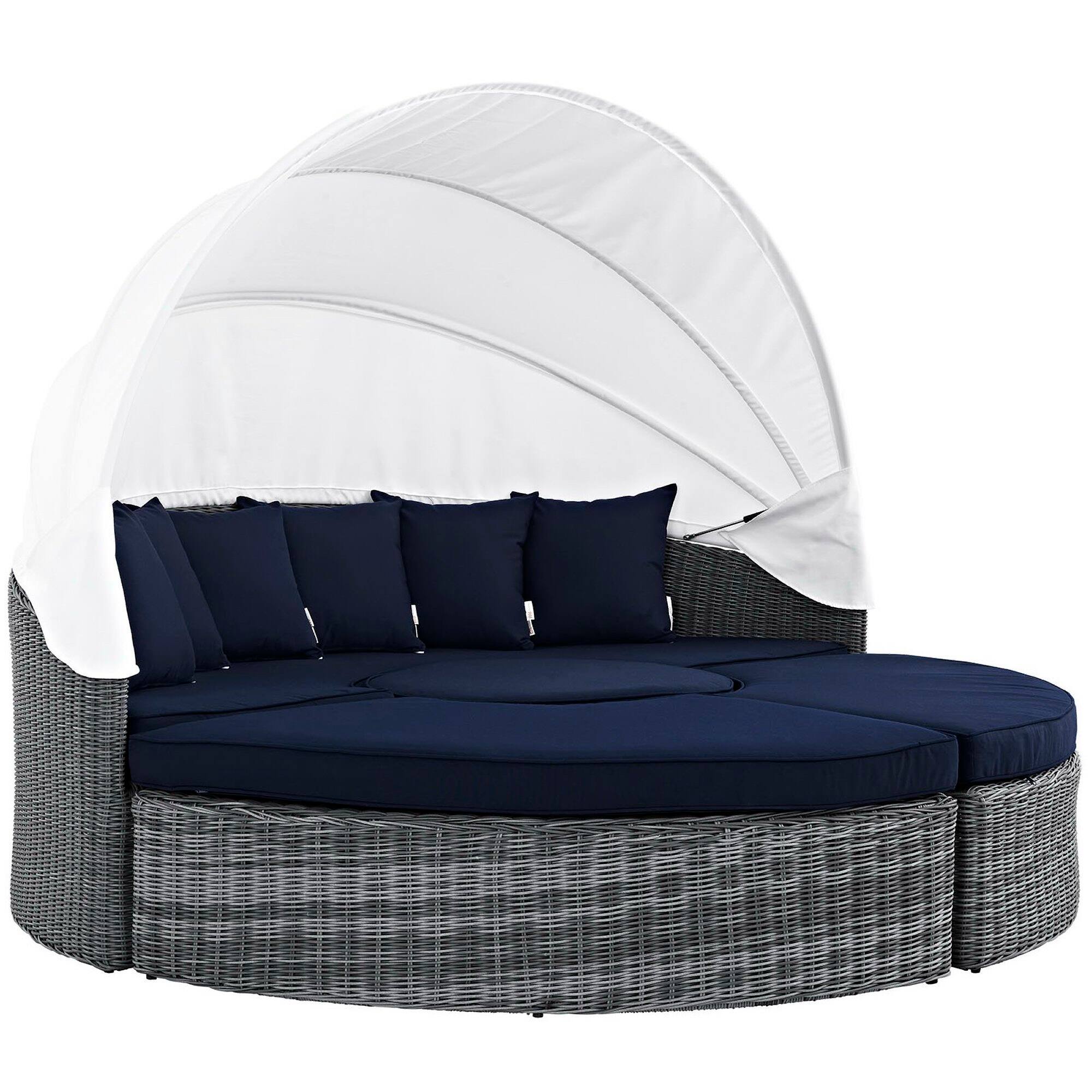 Front. Modway - Summon Canopy Outdoor Patio Sunbrella® Daybed by Modway - Canvas Navy.