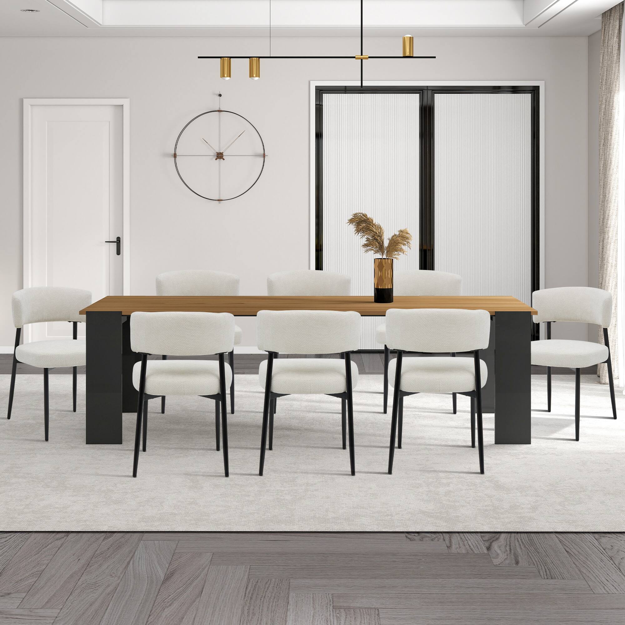 Alt View 1. Bestier - Modern Dining Chairs Set of 4, Upholstered Dining Chairs with Curved Backrest,Sturdy Metal Frame - Beige.