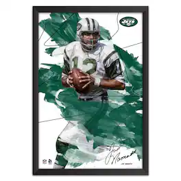 Sporticulture - Joe Namath 14" x 20" Brush Stroke Player Framed Art Print - Multicolor