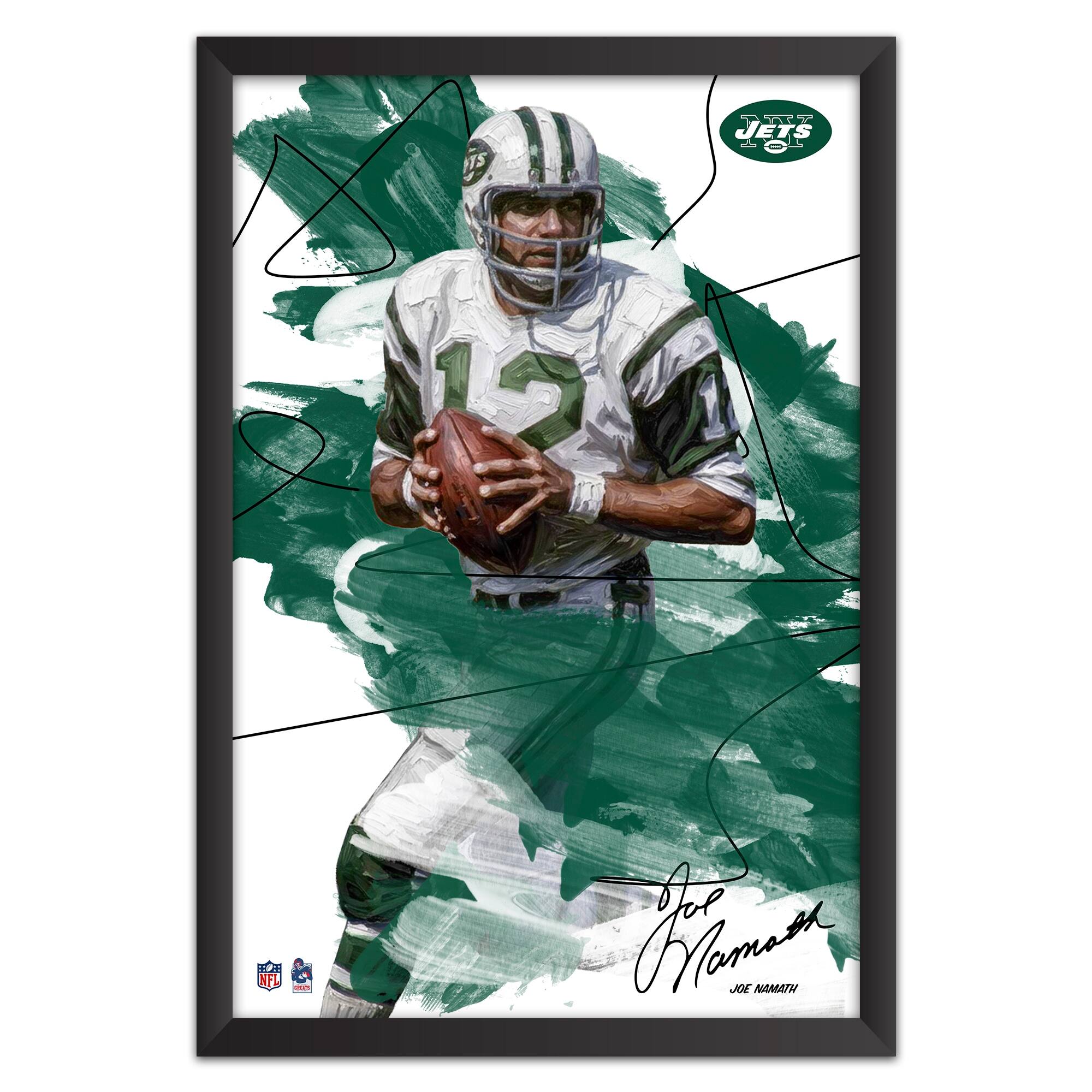 Joe Namath 14" x 20" Brush Stroke Player Framed Art Print