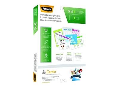 5mil Thermal Laminating Pouches  
Pochettes à plastifier à chaud  
Micas de encuadre en caliente  

Fellowes  

5mil  

Thermal Laminating Pouches  
Pochettes à plastifier à chaud  
Micas de encuadre en caliente  

Dd  
AFF KING  

Loca Center  

Idea Center