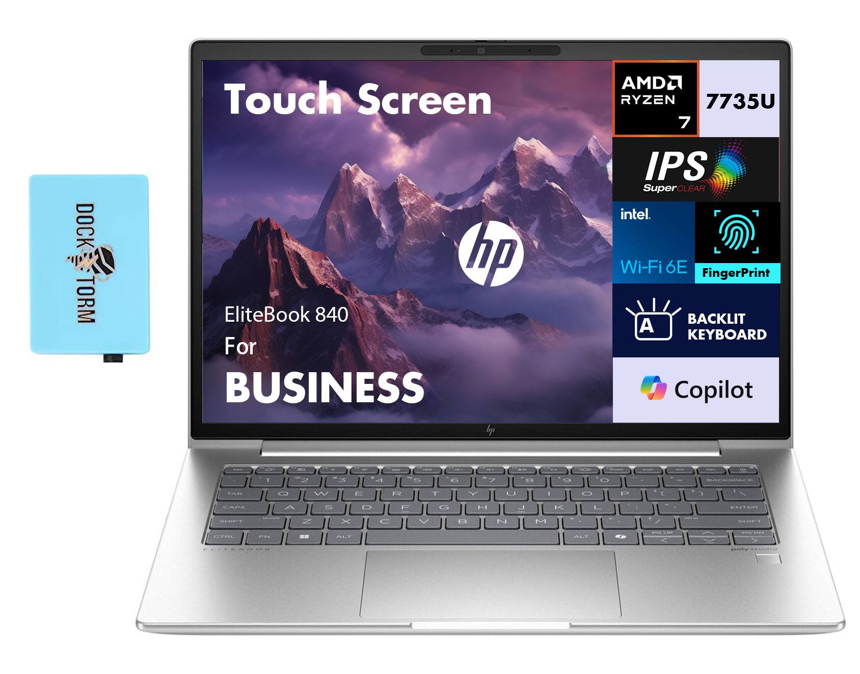 HP - EliteBook 645 Laptop 14.0 WUXGA (AMD Ryzen 7 7735U, 16GB DDR5, 1TB PCIe SSD, AMD Radeon, Win 11 Pro) w/USB Hub - Pike Silver Aluminum