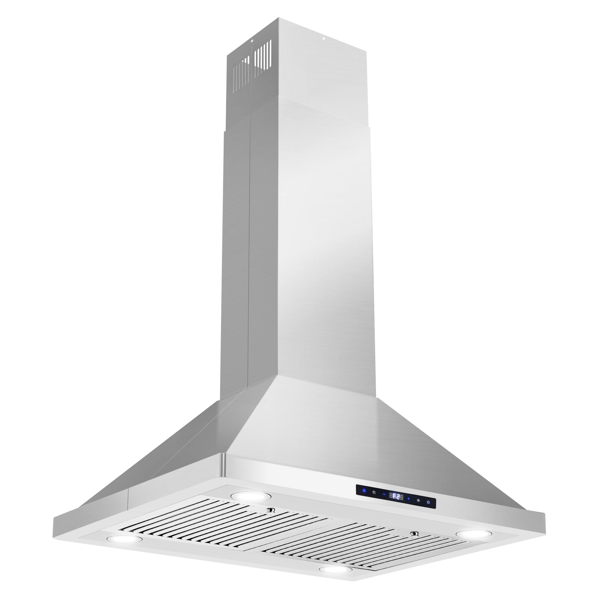 Back. COSMO - COS-63ISS75-DL 30 in. Lumin Collection 380 CFM Ductless Island Range Hood, Soft Touch Controls, LED Lights - Stainless Steel.