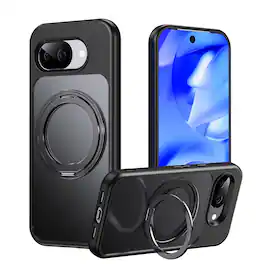 Dteck - Heavy Duty Case For Google Pixel 10A Magnetic 360° Ring Kickstand Hybrid Rugged Shockproof Cover - Black