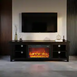 VAUXHILL & CO. - Ellis Electric Fireplace TV Stand with Open Shelving - Espresso
