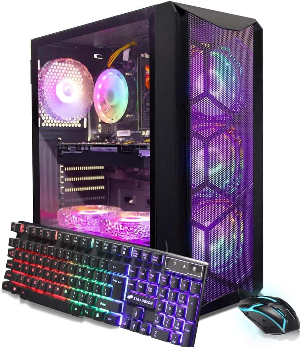 STGAubron - Gaming Desktop PC, Radeon RX 580 8G, Intel Core i7 up to 3.9Ghz, 16G RAM, 1T SSD, 600M WiFi, BT 5.0, Win11H - Black