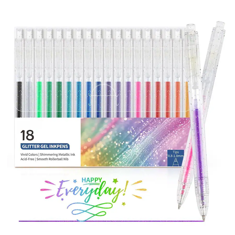 Sparkle Ink Paradigms Interiors Glitter Gel Pens 18 Metallic Vibrant Sparkle Pen ...