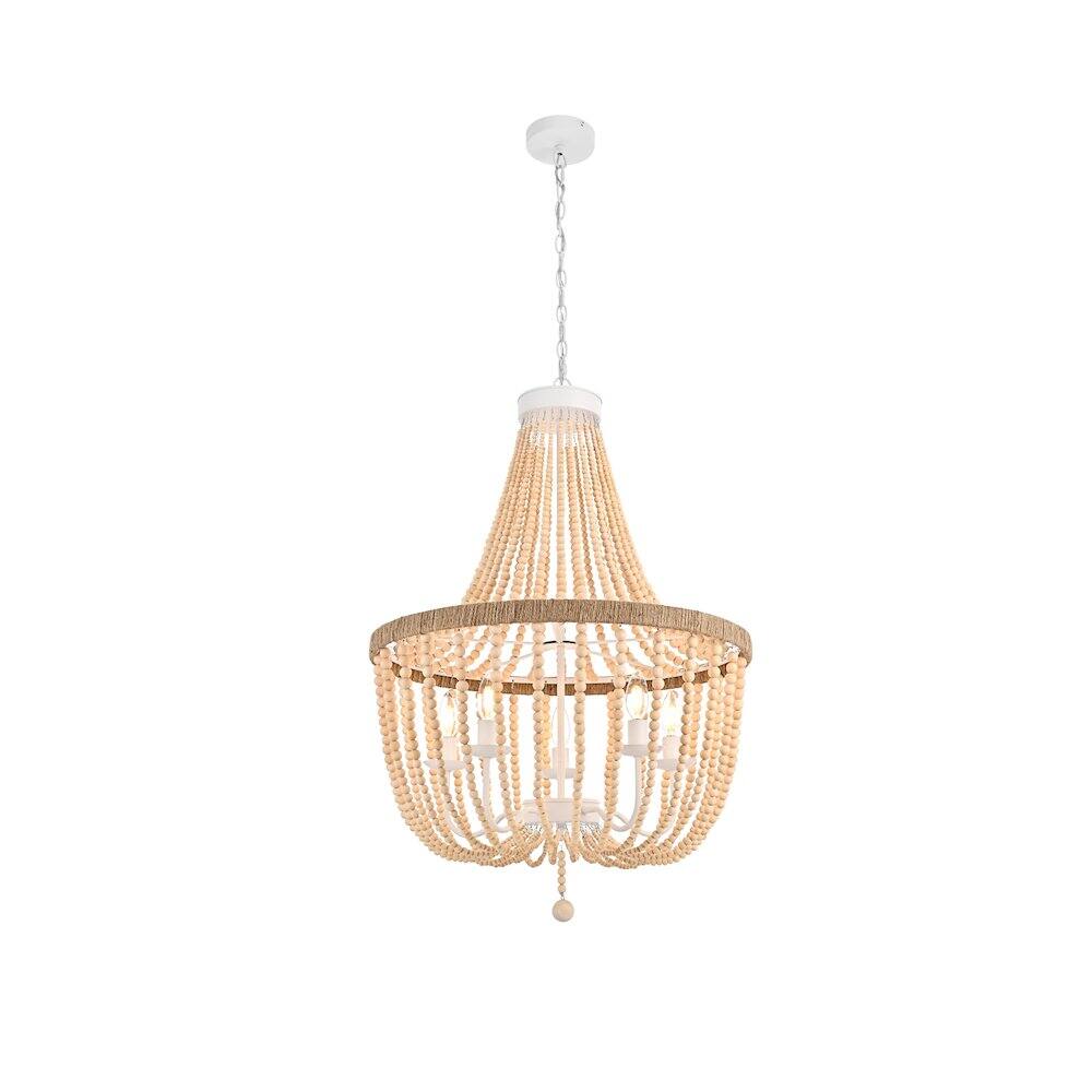 Back. Living District - Jolie 24 Inch Beaded Pendant In Beige - Beige.