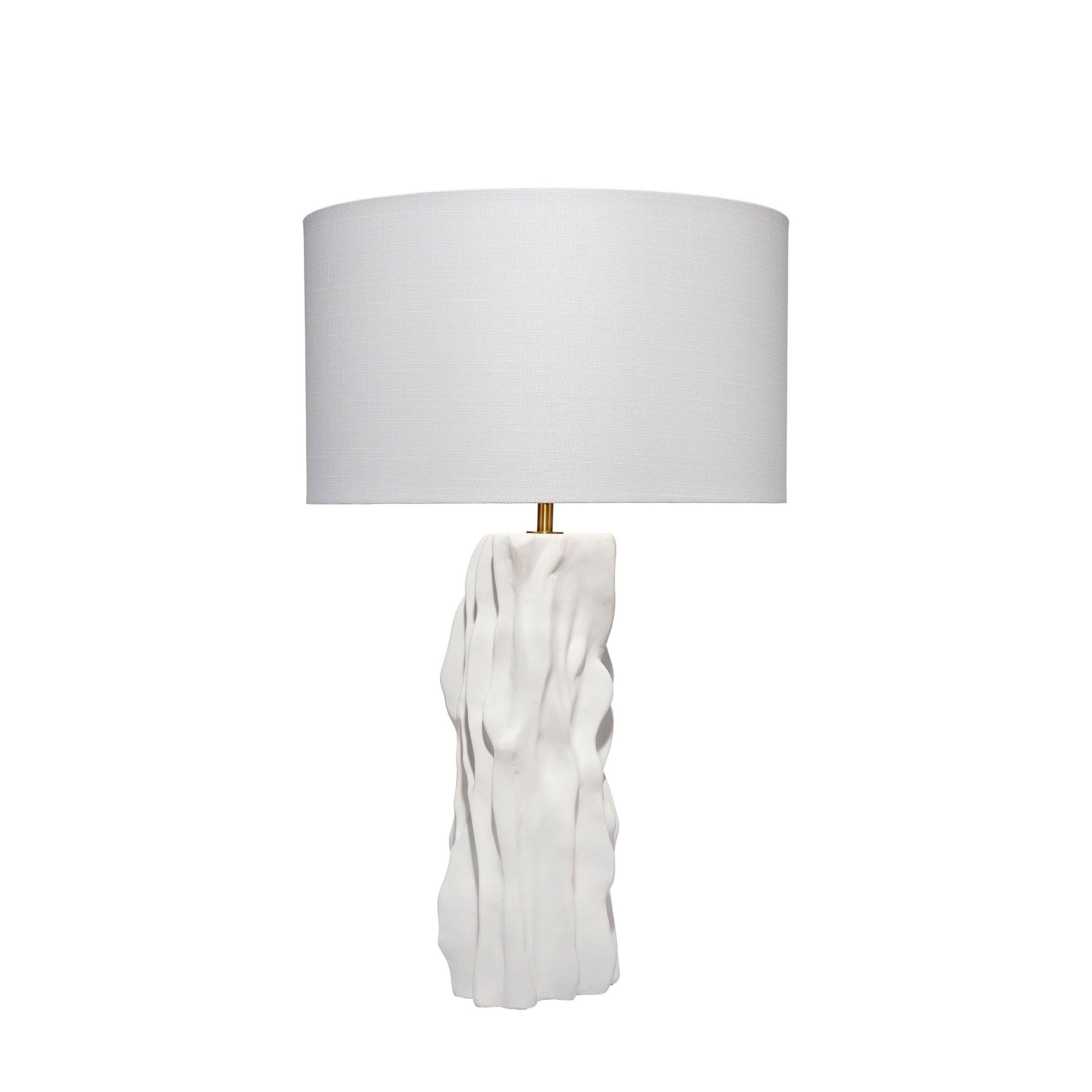 Angle. Manhattan Lane - Sery Table Lamp, Linen Shade, Textured Ceramic 31 Inch - Matte White.
