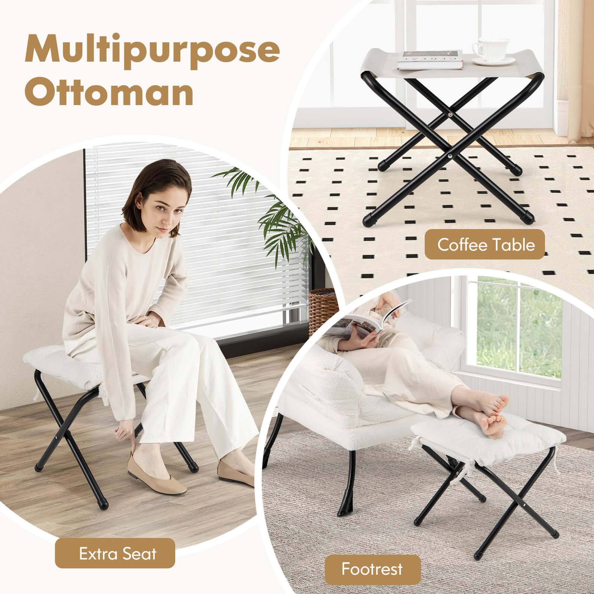 Multipurpose Ottoman Coffee Table Extra Seat Footrest