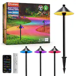Lumary - Smart Low Voltage Pathway Lights with RGBAI Color Changing, App/Remote Control, IP65 Waterproof - Black