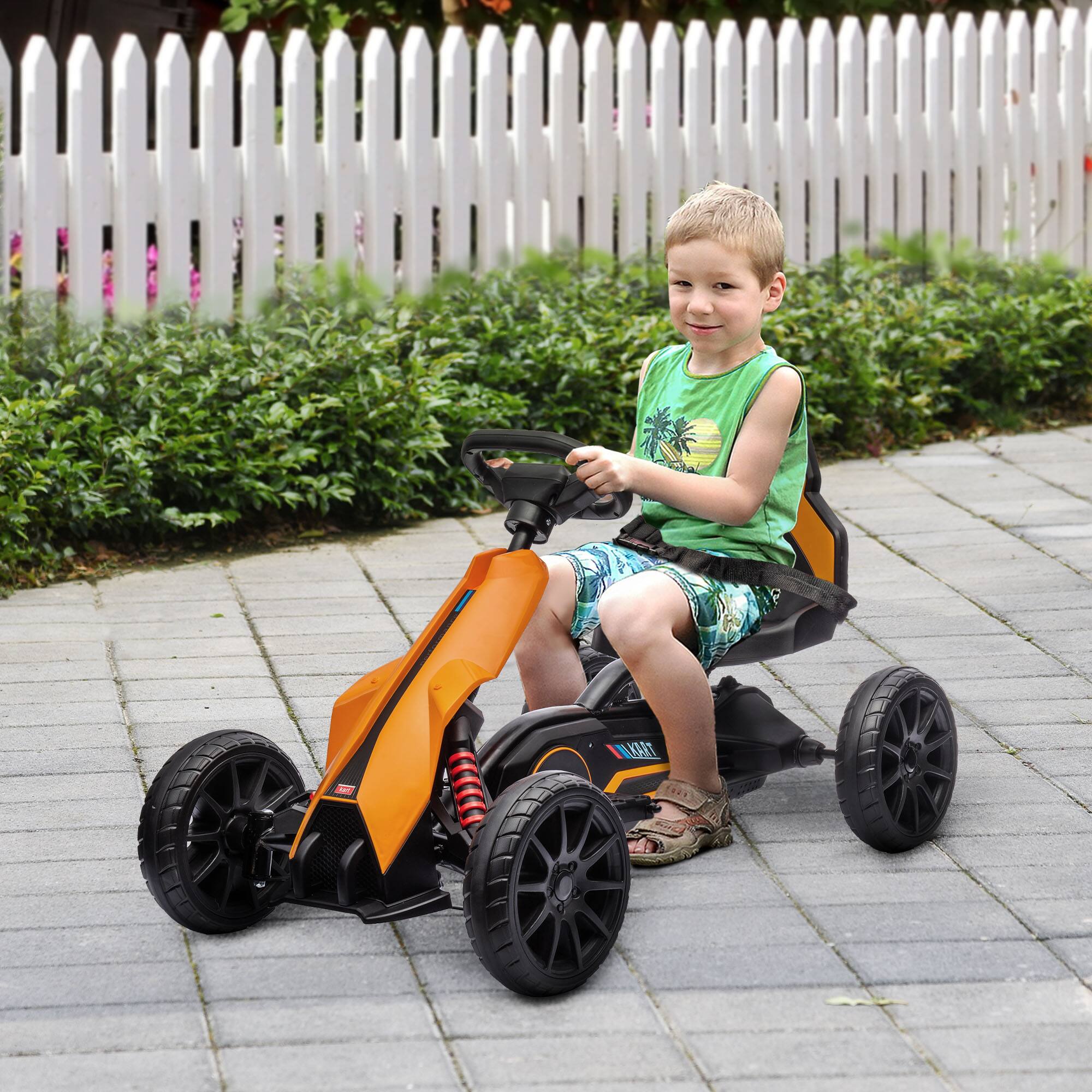 Angle. Aosom - 12V Electric Go Kart for Kids, Outdoor Ride-On Toy with F/B Drive, Adjustable Speed, Gift for Child 3-8.