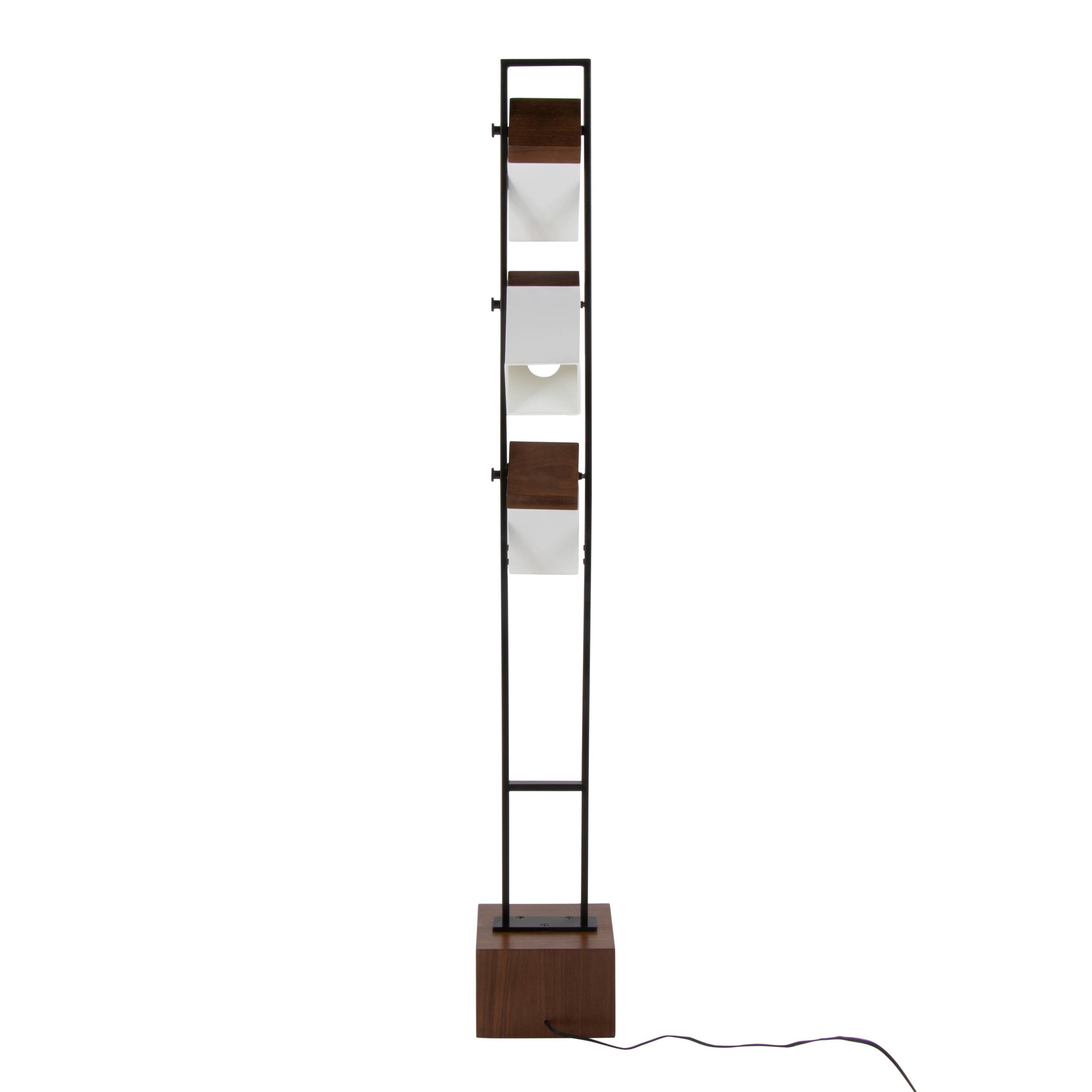 Alt View 1. APRILSOUL - Bento 67.5in Contemporary Metal Floor Lamp in Black Metal and Walnut Wood with White Shade by LumiSource - Walnut.