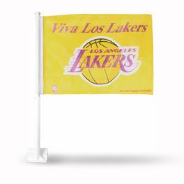 Rico Industries - Los Angeles Lakers - Viva Los Lakers - 14x19 Double Sided Window Mount Car Flag - Multi