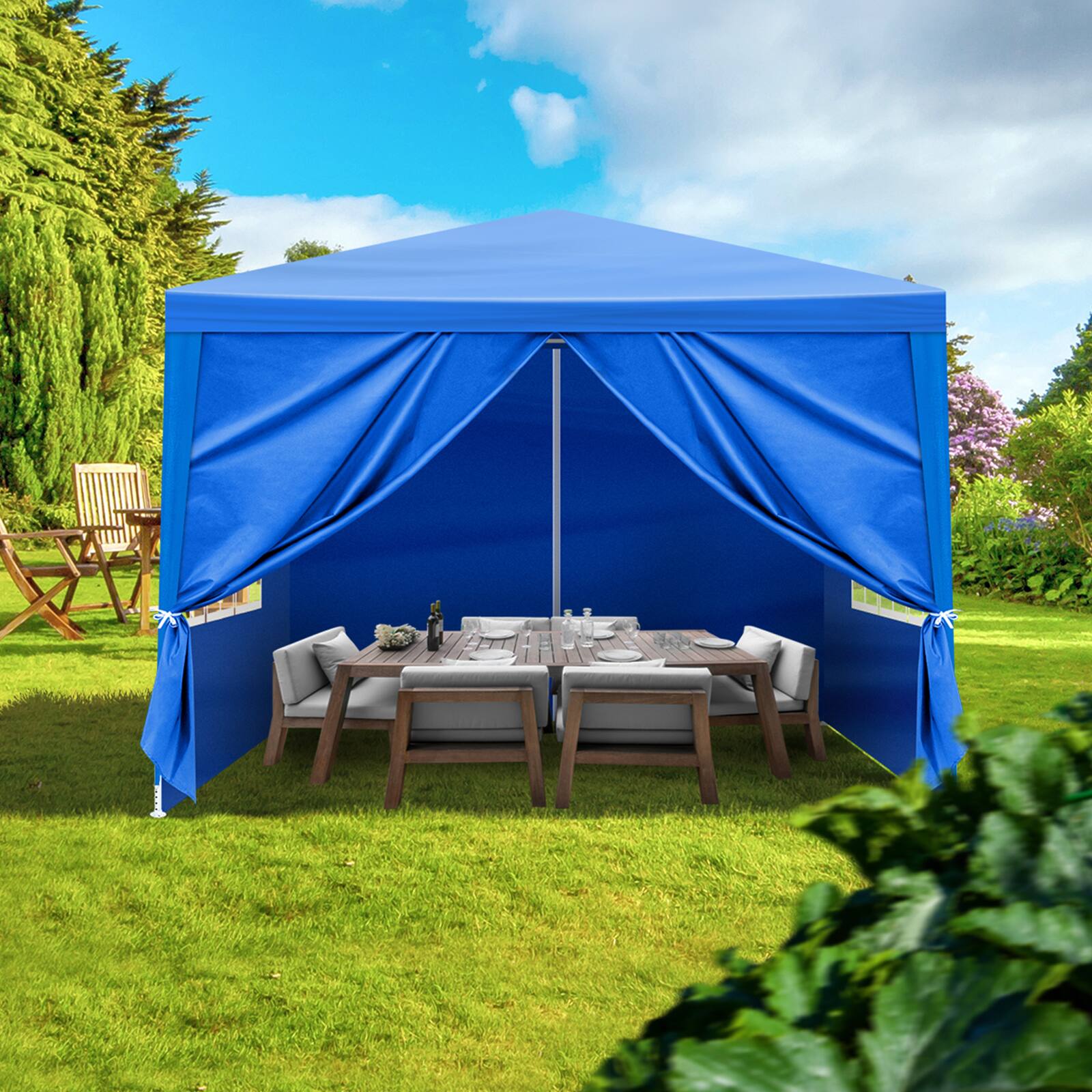 Winado - Outdoor Party Tent, Patio Canopy Tent Gazebo with Removable Sidewalls Event Tent for Cater Events Wedding Birthday - Blue
