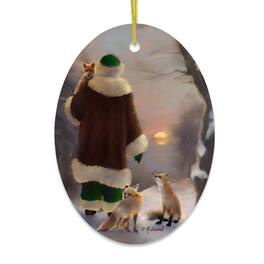 OrnamentallyYou - Santas Foxes Woodland Sunset Art Christmas Ornament - Multi-colored