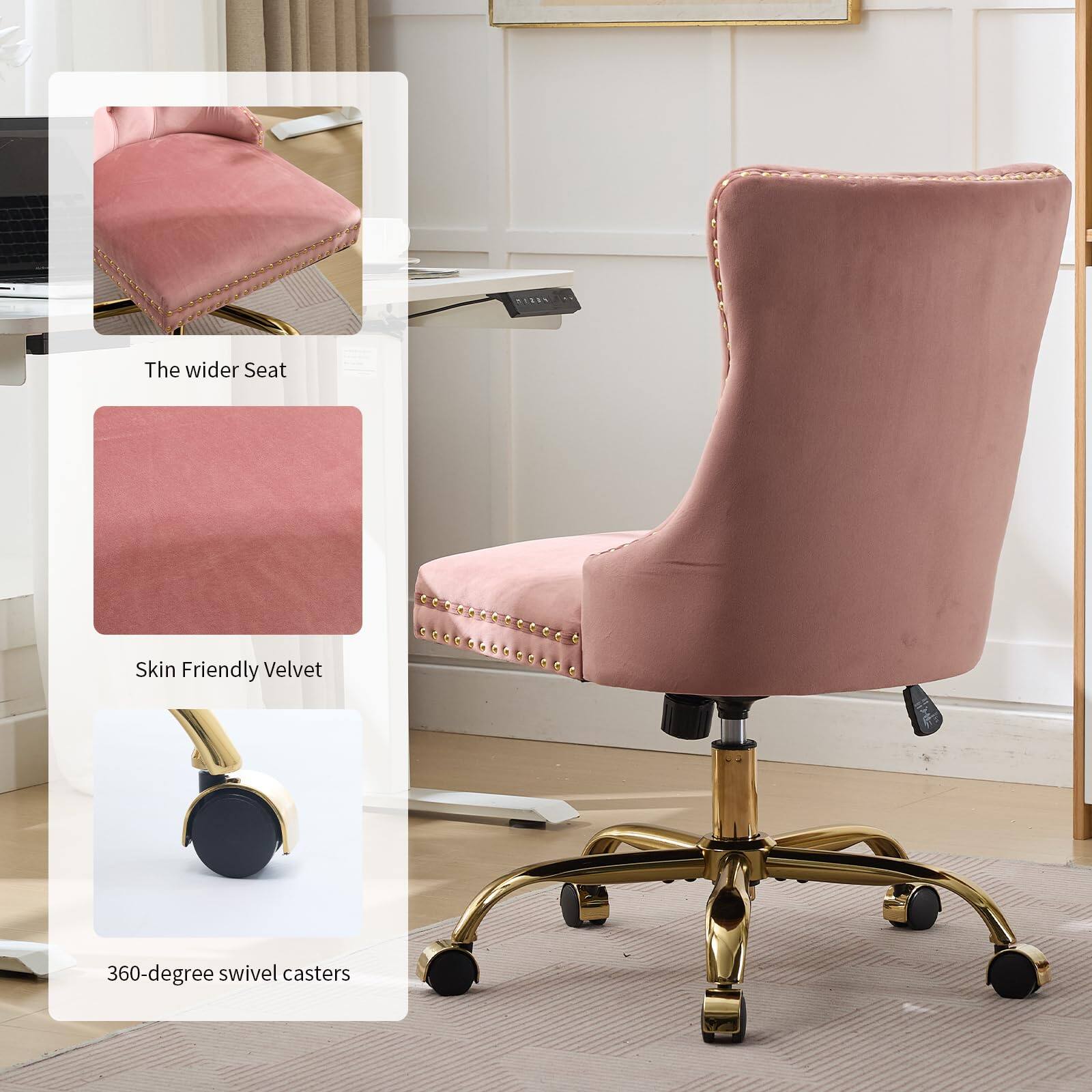 The wider Seat

Skin Friendly Velvet

360-degree swivel casters